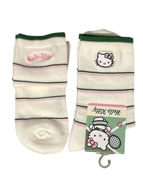 Miniso Sanrio Hello Kitty Tennis Club Embroidered Crew Socks 2 Pair Bundle NWT
